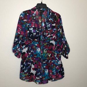 Lane Bryant Button Down Colorful Blouse Top 16